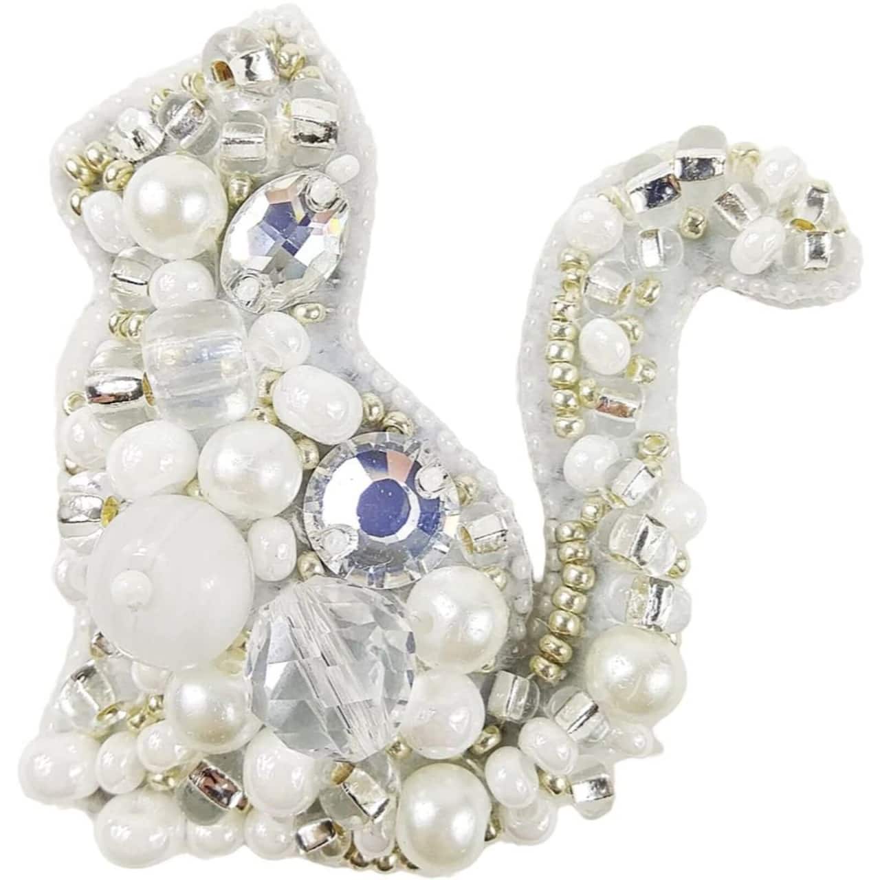 Crystal Art Beadwork Kit For Creating Brooch Cat